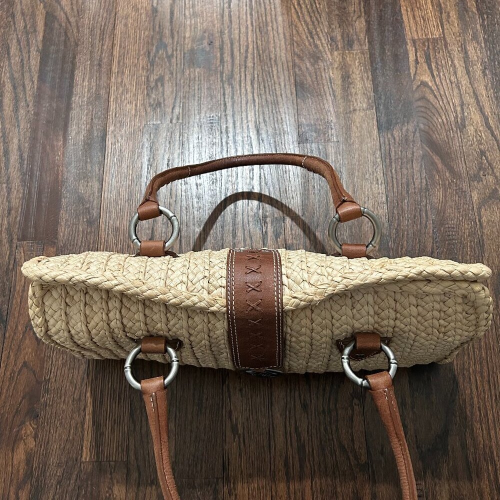 Tommy Bahama Large Straw & Leather Handbag - Picture 6 of 15